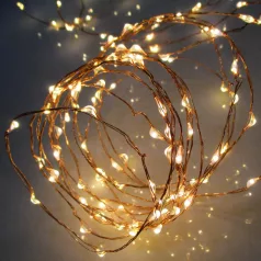   Home ML 160/WW micro LED-es fényfüzér, 15,9 m / 160 db melegfehér micro LED, állófényű, vékony vezeték, hálózati adapter, kül- és beltéri kivitel