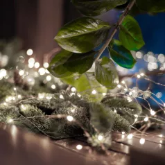   Home ML 50/WH micro LED-es fényfüzér, 4,9 m / 50 db hidegfehér micro LED, állófényű, kapcsolható és időzíthető, átlátszó vezeték, elemes, beltéri kivitel