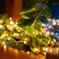   Home ML 50/WW micro LED-es fényfüzér, 4,9 m / 50 db melegfehér micro LED, állófényű, kapcsolható és időzíthető, átlátszó vezeték, elemes, beltéri kivitel