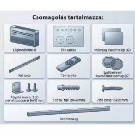 HOME MONOBLOCK8 monoblokkos hűtő-fűtő klíma, 2,45 kW, 4 üzemmód, PTC kiegészítő fűtés, wifi, távirányító, LED kijelző