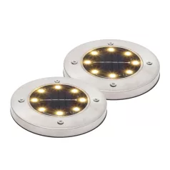   Home MX626WW napelemes kerti lámpa, 2 db-os szett, 8 db melegfehér LED, akkumulátor, acél és műanyag