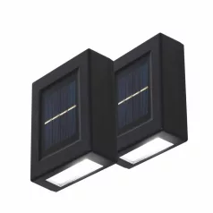   HOME MX658 napelemes falilámpa szett, 2db-os szett, 2db hidegfehér LED, cserélhető AA akkumulátor, fekete