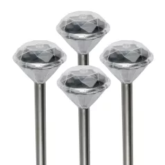   Home MX 802/4 napelemes kerti lámpa szett, 4 db, 1 db LED, fém és műanyag, automatikus, kristáylszerű fej