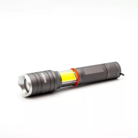 NEBO NEB-6746-G TAC SLYDE zseblámpa, 300 lumen, zoom, alumínium burkolat, IPX4, 5 féle üzemmód, elemes működés
