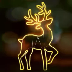   Home NEON 4 szarvas figura, LED-es neon fény, két oldalú, fém váz, IP44, kültéri