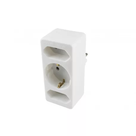 Home NV 13/WH hálózati elosztó, 3 aljzat, 1 védőérintkezős aljzat (max. 3680W), 2 EURO aljzat (max. 3500W), fehér
