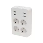 Home NV 4 USB tálcás USB-s elosztó, 4 földelt aljzat, 4 USB aljzat össz 2,4A, elforgatható