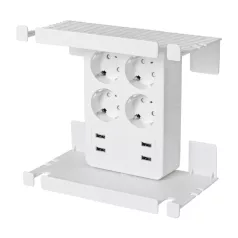   Home NV 4 USB tálcás USB-s elosztó, 4 földelt aljzat, 4 USB aljzat össz 2,4A, elforgatható