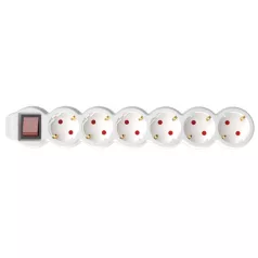   Home NV 6K-5/WH/1,5 hálózati elosztó, 5 m, H05VV-F 3G1,5 mm2 kábel, kétpólusú kapcsoló, IP20 kivitel, 6 védőérintkezős aljzat, max. 3500W, fehér