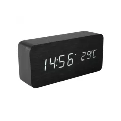   Home OC 04 digitális LED ébresztőóra, valódi faburkolat, tapsra aktiválható fehér