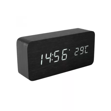 Home OC 04 digitális LED ébresztőóra, valódi faburkolat, tapsra aktiválható fehér