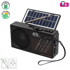   SAL RPH 1 napelemes rádió és multimédia lejátszó, hibrid töltés, 3 sávos AM-FM-SW