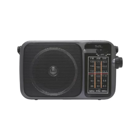 SAL RPR10 hordozható rádió multimédia lejátszóval, vezeték nélküli Bluetooth hangszóró, 3-sávos rádió, MP3 lejátszás USB/microSD eszközről, tölthető