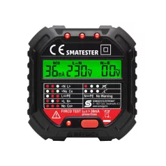   Home SMATESTER konnektor teszter, LED visszajelzők, Voltmérő, L-N, N-E, RCD mA,Fi