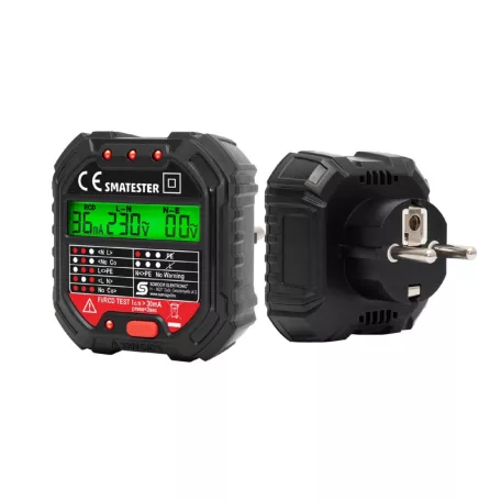 Home SMATESTER konnektor teszter, LED visszajelzők, Voltmérő, L-N, N-E, RCD mA,Fi