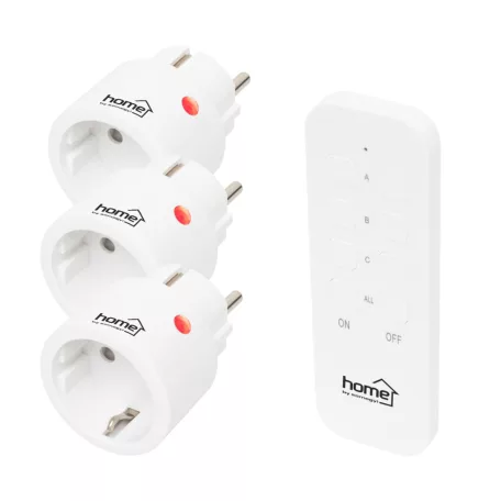 Home TH2313 távirányítható mini hálózati aljzat szett, 2300 W, 3 aljzat + 1 távirányító