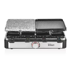   Zilan ZLN8863 raclette grill, 1500 W, 2 az 1-ben, alumínium sütőlap, tapadásmentes bevonat, hőfokszabályozó, kiegészítők