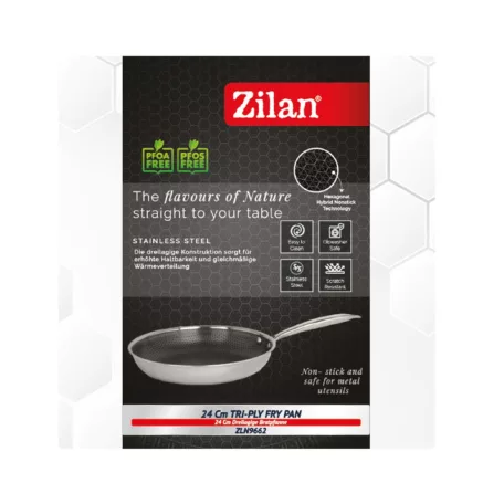 Zilan ZLN9662 Hexachef serpenyő, 24 cm, 1,4 liter, 3 rétegű, hatszögletű hibrid tapadásmentes belső