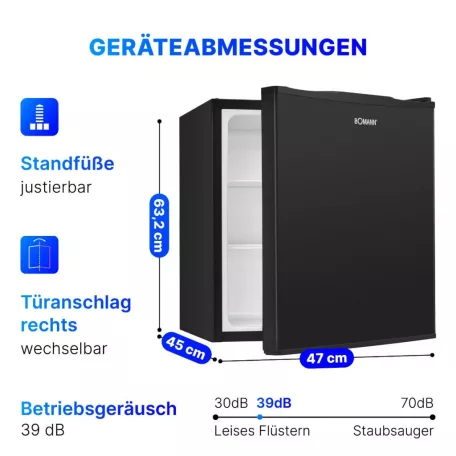 Bomann KB 7347 fekete egyajtós hűtő