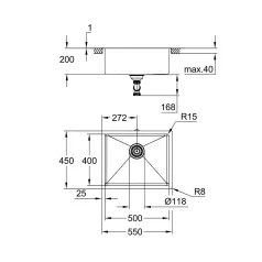 Grohe K700U ROZSDAMENTES ACÉL MOSOGATÓTÁLCA 31574GN1