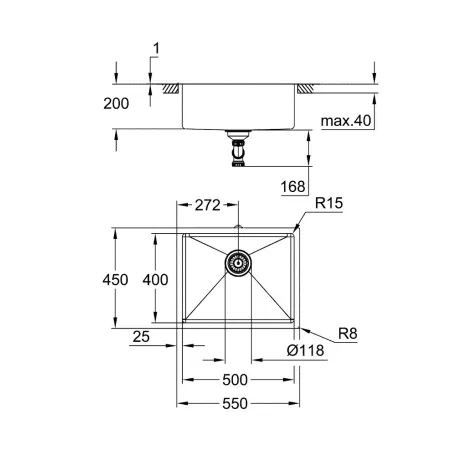 Grohe K700U ROZSDAMENTES ACÉL MOSOGATÓTÁLCA 31574GN1