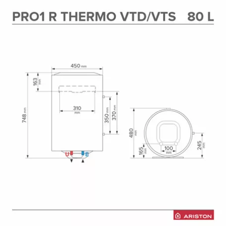 Ariston FORRÓVÍZTÁROLÓ PRO1 R 80 VTS 1,8K EU