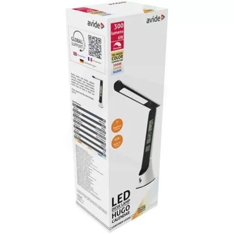 Avide ASZTALI LÁMPA LED BŐRHATÁSÚ FEHÉR-FEKETE 5W ABLDLC-6W-WB-HG