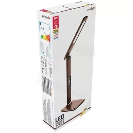 Avide ASZTALI LÁMPA LED IRODAI BŐRHATÁSÚ NAPTÁR BARNA 6W ABLDL-OLC-6W-BR