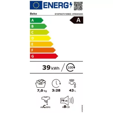 Beko MOSÓGÉP ELÖLTÖLTŐS 7 KG B1WFM2741WBEE