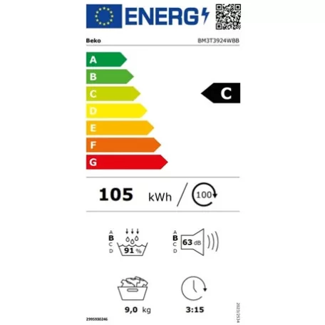 Beko SZÁRÍTÓGÉP HŐSZIVATTYÚS BM3T3924WBB