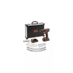   Black and Decker FÚRÓ/CSAVAROZÓ 2 AKKU + 80 TARTOZÉK + KOFFER BDCDC18BAFC-QW
