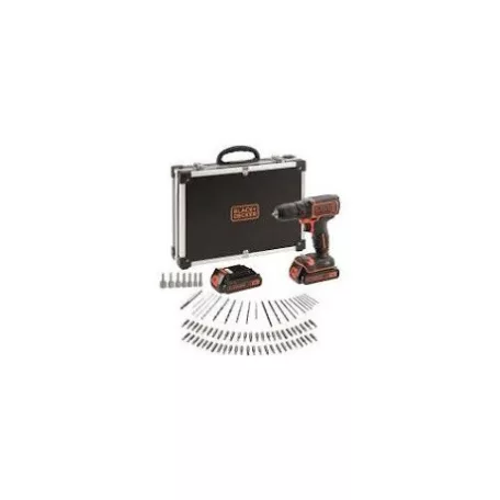 Black and Decker FÚRÓ/CSAVAROZÓ 2 AKKU + 80 TARTOZÉK + KOFFER BDCDC18BAFC-QW