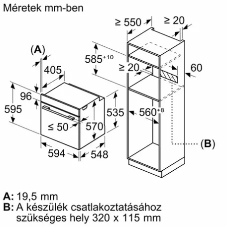 Bosch SÜTŐ BEÉPÍTHETŐ GŐZ FUNKCIÓVAL HQA534BB3