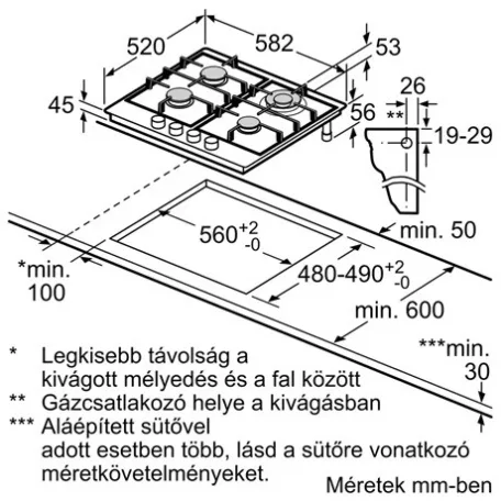 Bosch FŐZŐLAP BEÉPÍTHETŐ GÁZ PGH6B5K60