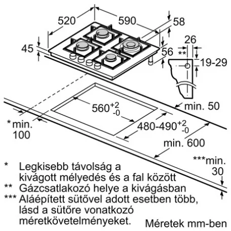 Bosch FŐZŐLAP BEÉPÍTHETŐ GÁZ PNH6B6K40