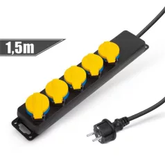   Delight KÜLTÉRI ELOSZTÓ 5-ÖS FEDÉLLEL 1,5 M, GUMI, IP44 20223E