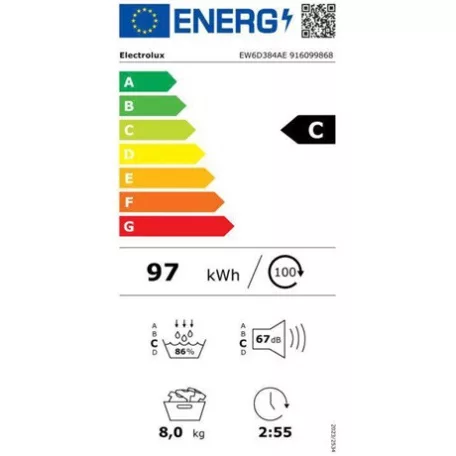 Electrolux SZÁRÍTÓGÉP HŐSZIVATTYÚS 8KG EW6D384AE