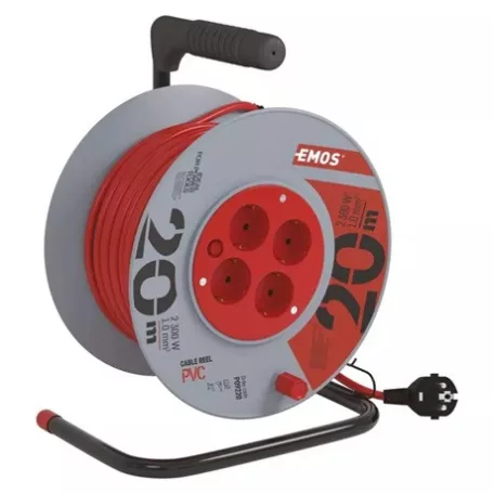 Emos KÁBELDOB 20 M / 4 ALJZAT / PIROS / PVC / 230 V / 1 MM2 P09220