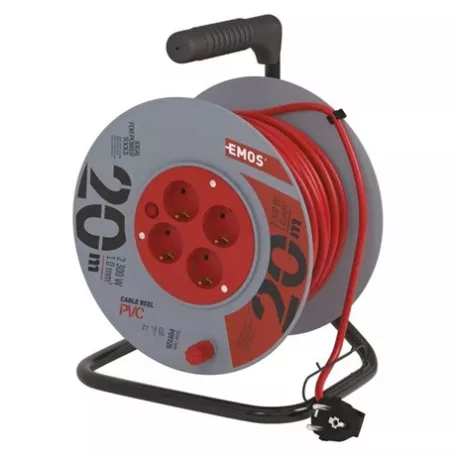 Emos KÁBELDOB 20 M / 4 ALJZAT / PIROS / PVC / 230 V / 1 MM2 P09220