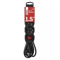   Emos HOSSZABBÍTÓ 1,5 M / 3 ALJZAT / KAPCSOLÓS / 1,5 MM2 PC1321R