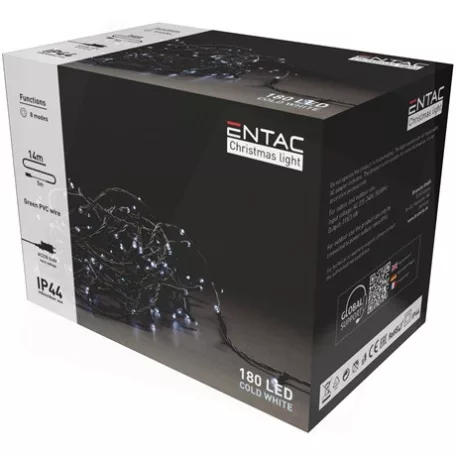Entac KARÁCSONYI FÜZÉR IP44 180 LED 6400K ECL-180-CW