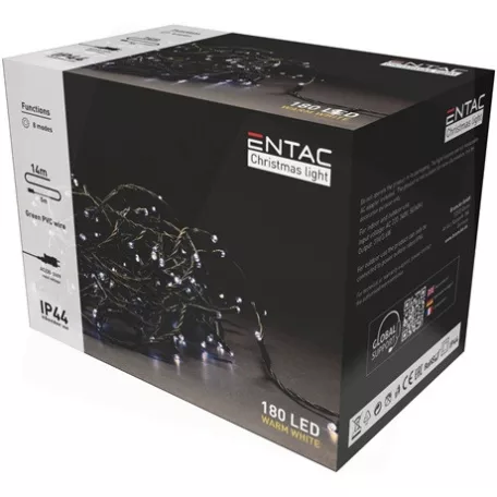 Entac KARÁCSONYI FÜZÉR IP44 180 LED 3400K ECL-180-WW