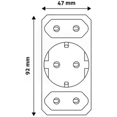   Entac HÁLÓZATI ADAPTER 3 ALJZAT (1 FÖLDELT, 2 EURO) EPAG-1EE2E