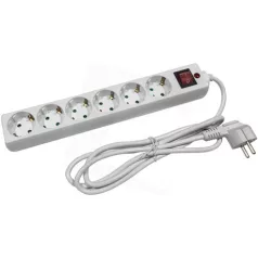   Entac ELOSZTÓ 6 FOGLALAT KAPCSOLÓVAL 1.8M 3G1.5 TÚLFESZ.VÉDELEMMEL ESE1.5G6-1.8-SW-SP