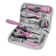   Extol Lady SZERSZÁMKÉSZLET, 23DB, 1/4"; EXTOL LADY, RÓZSASZÍN, 4 DUGÓFEJ (6-12MM), FOGÓK, CSAVARHÚZÓ MARKOLAT, MÉRŐSZALAG, BIT-EK 6595