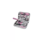 Extol Lady SZERSZÁMKÉSZLET, 23DB, 1/4"; EXTOL LADY, RÓZSASZÍN, 4 DUGÓFEJ (6-12MM), FOGÓK, CSAVARHÚZÓ MARKOLAT, MÉRŐSZALAG, BIT-EK 6595
