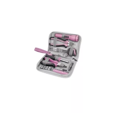 Extol Lady SZERSZÁMKÉSZLET, 23DB, 1/4"; EXTOL LADY, RÓZSASZÍN, 4 DUGÓFEJ (6-12MM), FOGÓK, CSAVARHÚZÓ MARKOLAT, MÉRŐSZALAG, BIT-EK 6595