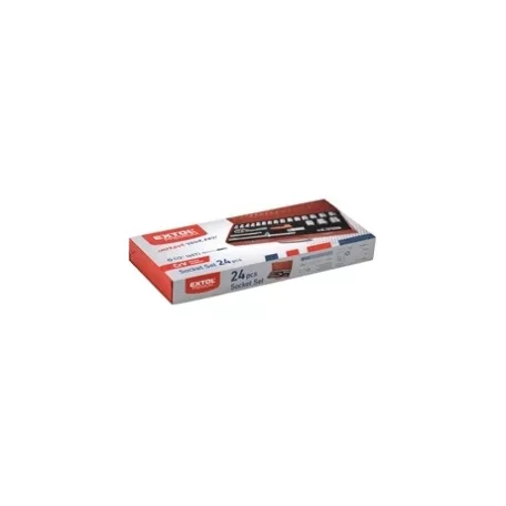 Extol Premium DUGÓKULCS KÉSZLET, 10-32MM, CV., RACSNIS 45FOG, 1/2", 24DB, FÉM DOBOZ 8818365