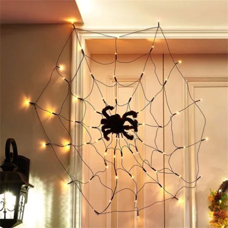 Family Halloween PÓKHÁLÓ FÉNYFÜGGÖNY PÓKKAL,  60 DB LED, USB 58150
