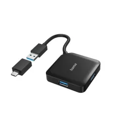   Hama USB HUB, 4 PORT, USB 3.2 GEN1, 5 GBIT + USB-C ADAPTER 00200116